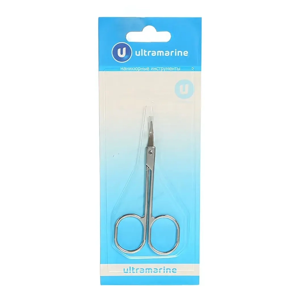 Ножницы маникюрные на блистере «Ultramarine», овальные кольца, тонкие, цвет серебро 8,5см