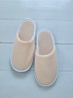 Тапочки трикотажные махровые Нежный персиковый