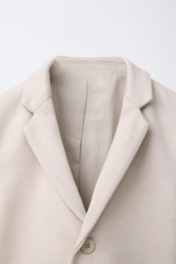 ZARA КОСТЮМНЫЙ БЛЕЙЗЕР КОМФОРТНОЙ ПОСАДКИ, СВЕТЛО-БЕЖЕВЫЙ