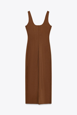 ZARA МОДЕЛИРУЮЩЕЕ ПЛАТЬЕ ИЗ СМЕСОВОГО ПОЛИАМИДА, СВЕТЛО-КОРИЧНЕВЫЙ