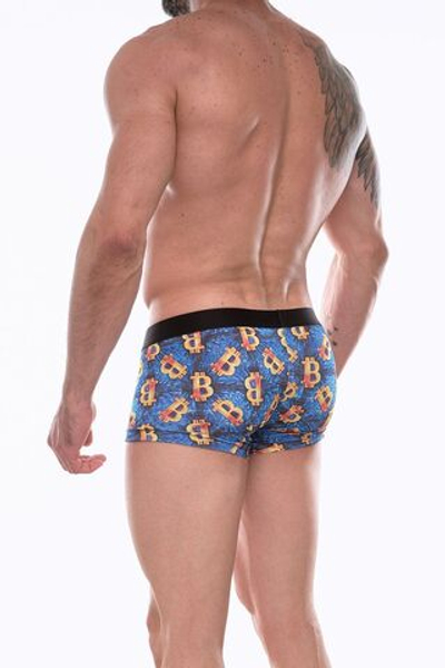 Синие мужские трусы-боксеры с разноцветным принтом (Размер: L) (Цвет: синий)
