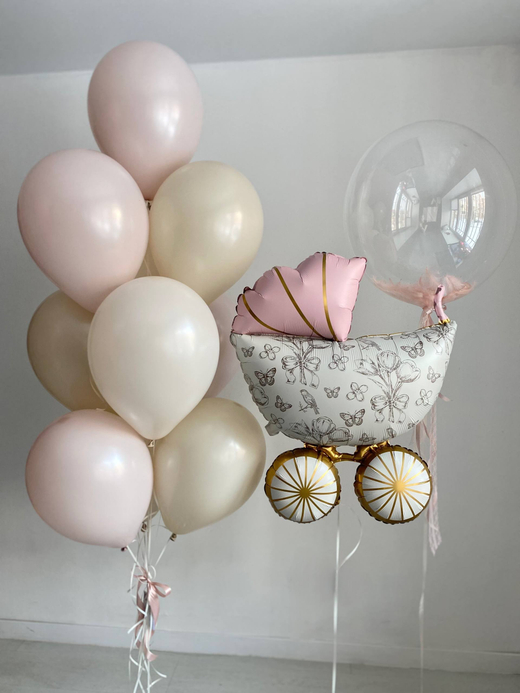Воздушные гелиевые шарики с доставкой по Хабаровску коляска/перья №4700