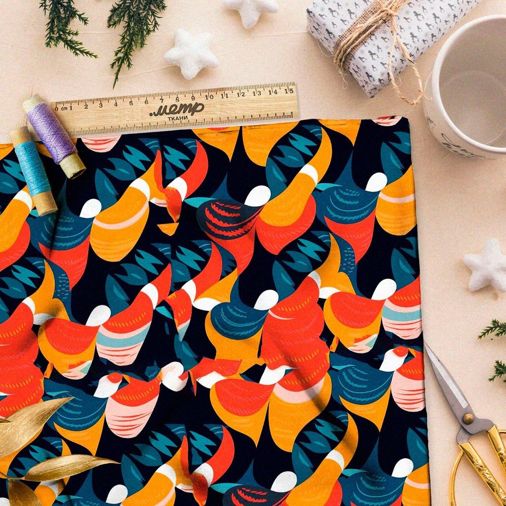 Ткань премиум бифлекс фантазийный возглас