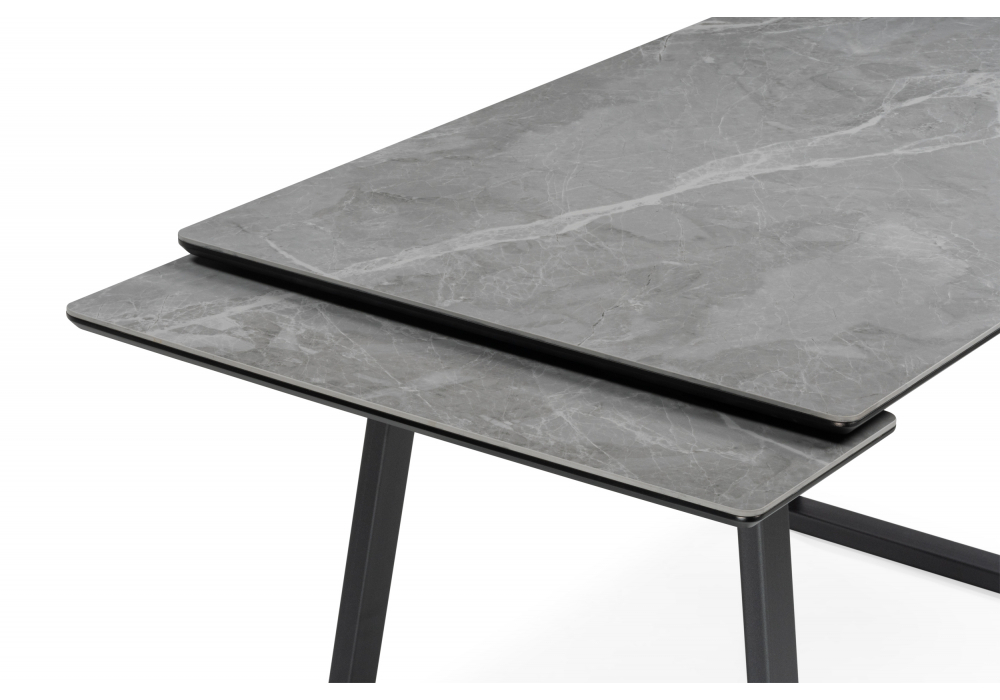 Керамический стол Woodville Джек 140(200)х80 серый мрамор larka grey, черный, ножки черные