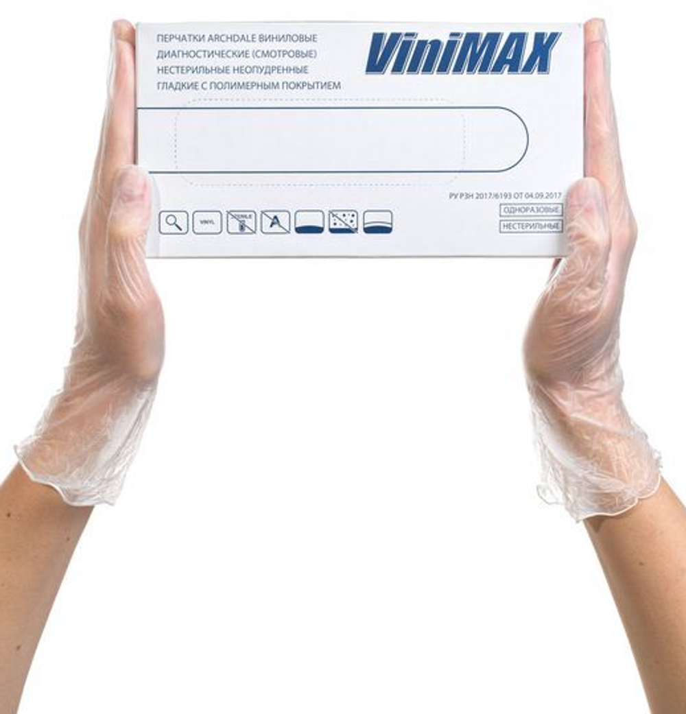 Перчатки винил неопудренные S 100шт viniMax