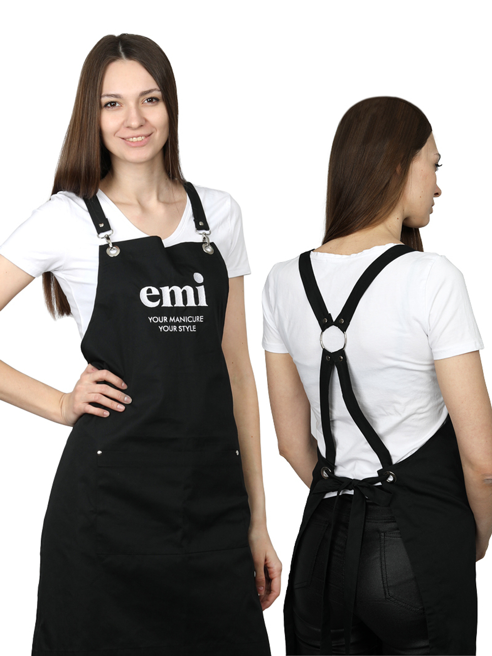 Фартук EMI черный с вышивкой