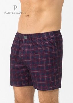 Трусы мужские семейные Pantelemone PMB-405, клетка синяя/бордовая