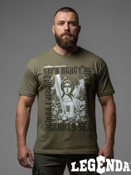 Футболка оверсайз LEGENDA Архангел Михаил хаки
