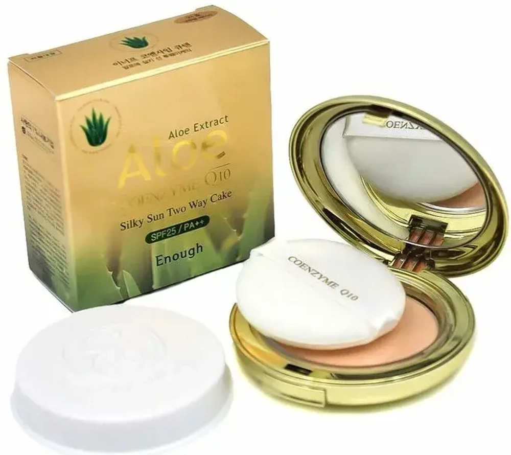 Enough Coenzyme Q10 Aloe silky sun Twowaycake #13 (include. Refill),Матирующая пудра для лица со сменным блоком 13 г+13г