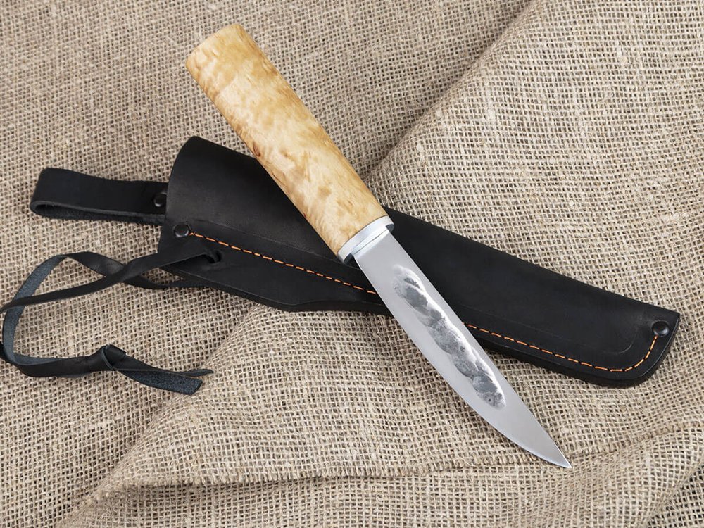 Якутский нож, сталь Х12МФ, рукоять карельская берёза