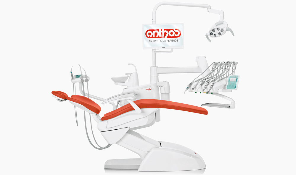 Стоматологическая установка Anthos A3 ( эл.мотор, 2 турб.,стул, светодиод светильник)