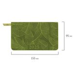 Еженедельник датированный 2025 МАЛЫЙ ФОРМАТ 95х155 мм А6, BRAUBERG "Foliage", под кожу, зеленый, 115988