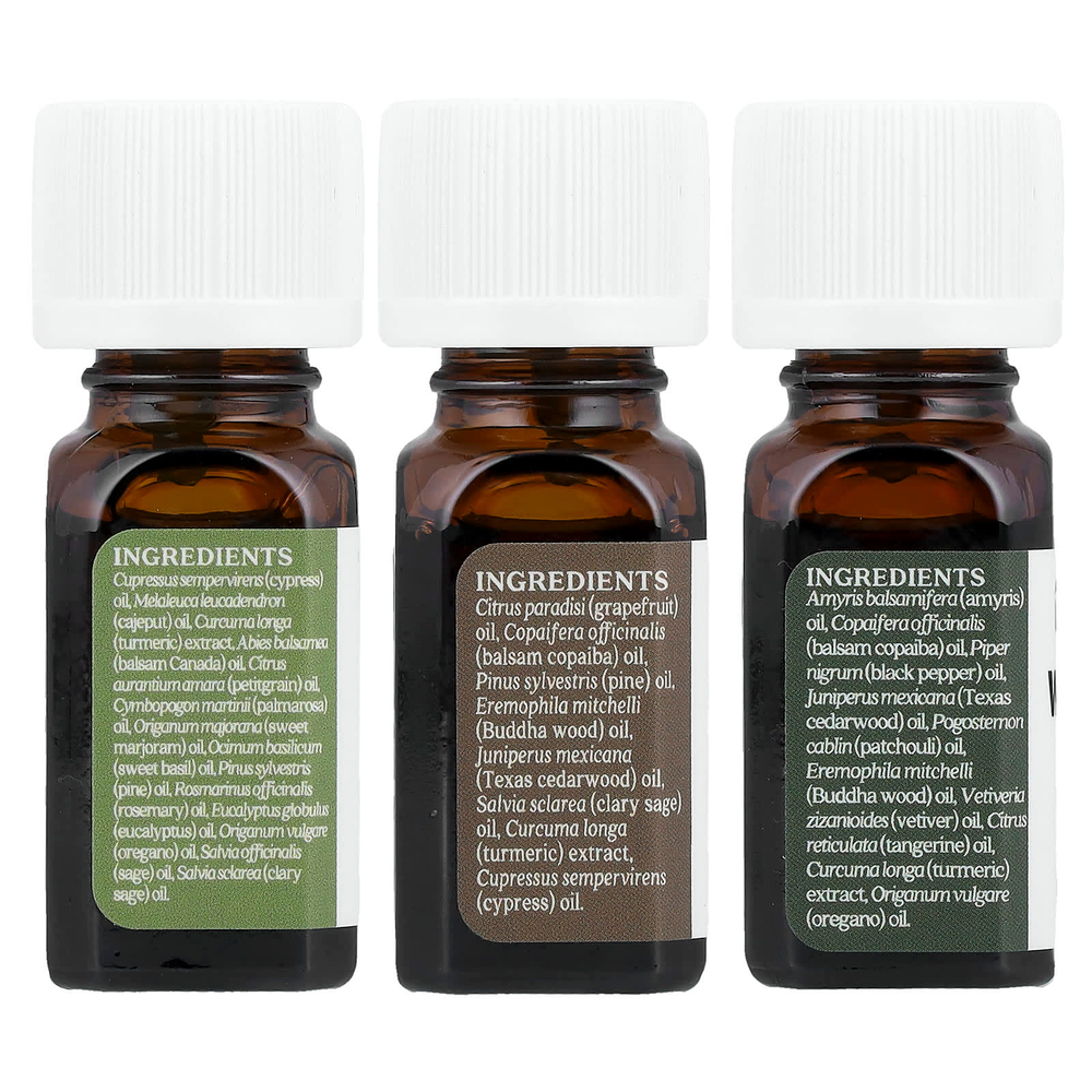 Aura Cacia, A Way In The Woods, набор чистых эфирных масел, 3 флакона по 7,4 мл (0,25 жидк. унции)