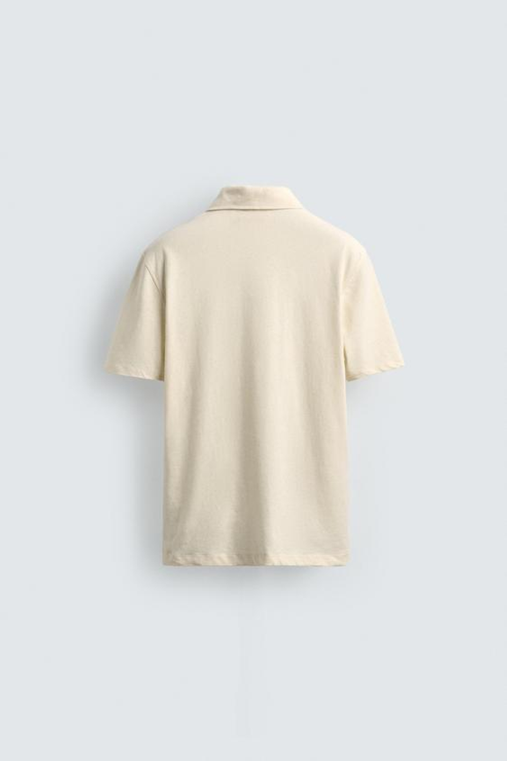 ZARA ПОЛО REGULAR FIT ИЗ ХЛОПКА И ЛЬНА, ЭКРЮ