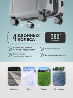 Чемодан M с кейсом в комплекте Серебристый