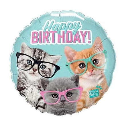 Шар воздушный "Котята в очках" 45 см