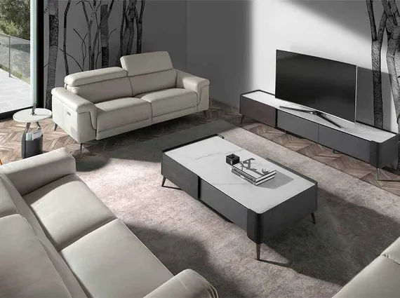 Двухместный диван с реклайнером Angel Cerda 5319-2P, серая кожа