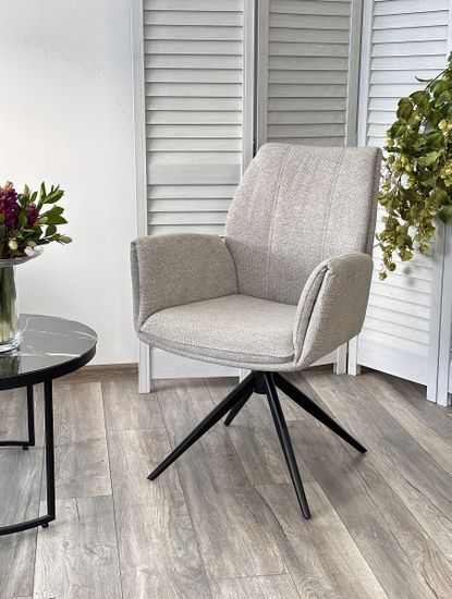 Стул YOZEF 360 град. поворот. KN01-04 Светло-серый, ткань / Черный