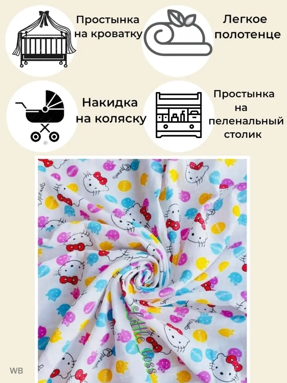 Муслиновая пеленка для нововрожденных 110*110