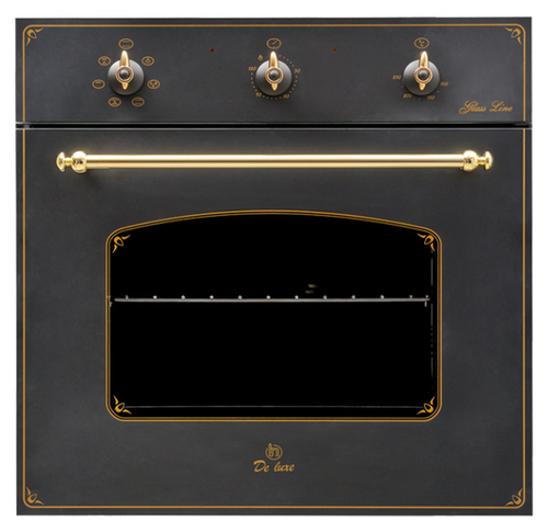 Электрический духовой шкаф DE LUXE 6006.03-061(черное,ручки золото)