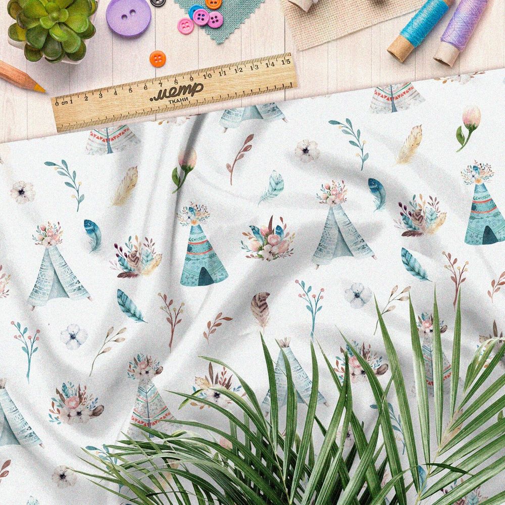 Ткань лен вигвамы детские