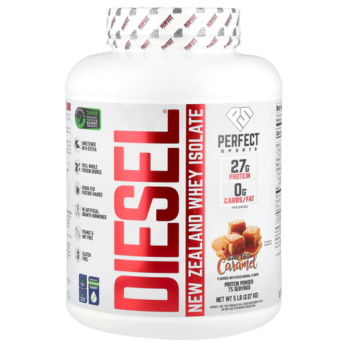 PERFECT Sports, Diesel®, изолят сыворотки из Новой Зеландии, соленая карамель, 2,27 кг (5 фунтов)