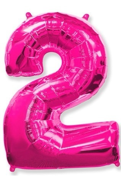 Шар цифра фольга 102см  Фуксия