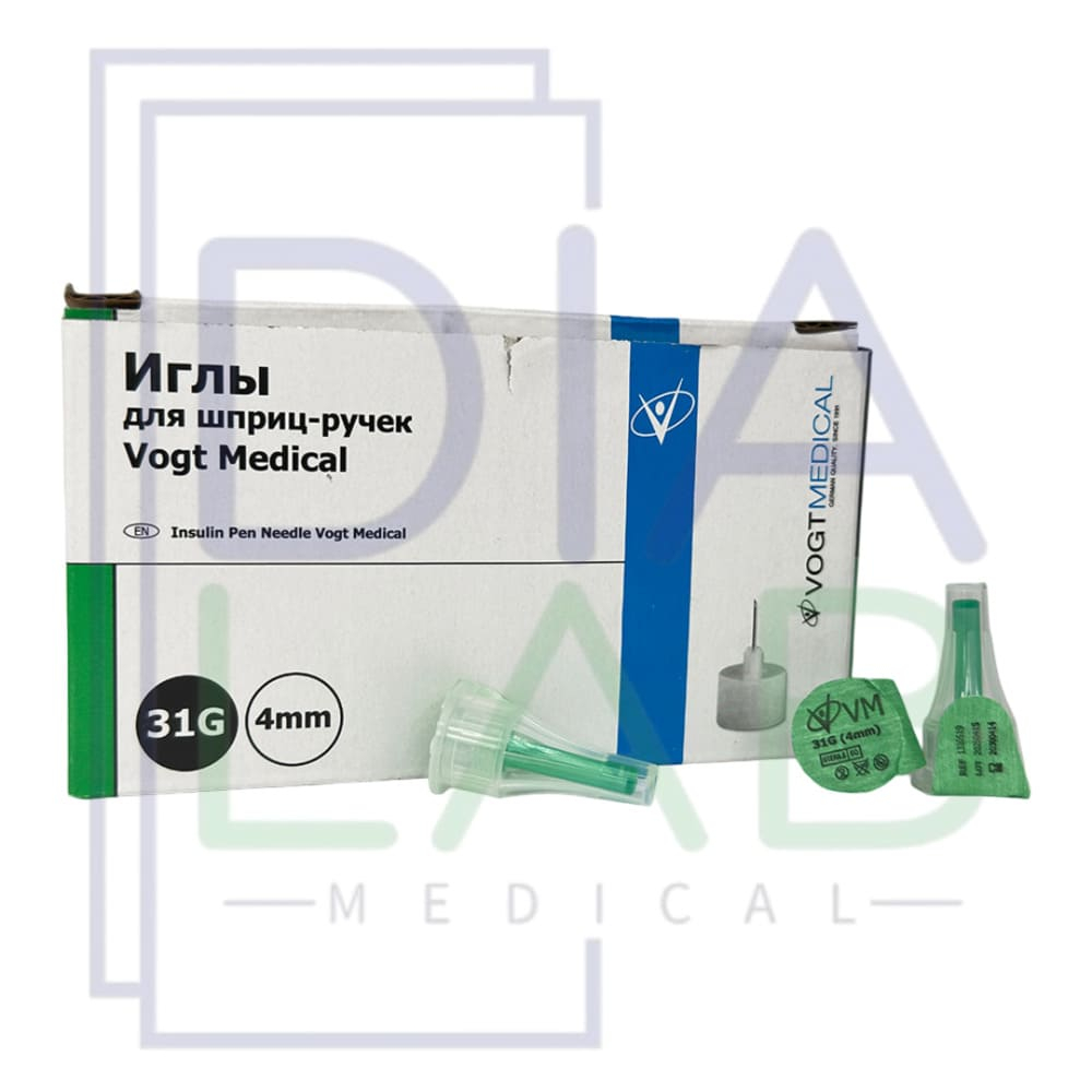 Иглы для шприц ручек 4мм 31G инсулиновая VOGT Medical 1 шт