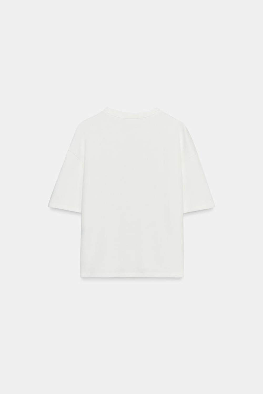 ZARA МЯГКАЯ ФУТБОЛКА FLOR, ЖЕЛТОВАТО-БЕЛЫЙ