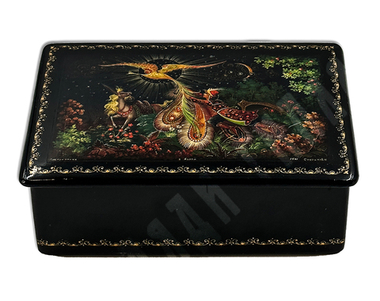 Шкатулка «Жар-птица». Худ. Стариков Н. В., п. Холуй, СССР. Сер.  ХХ в.