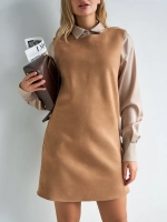 Платье сарафан офисное замшевое А силуэт