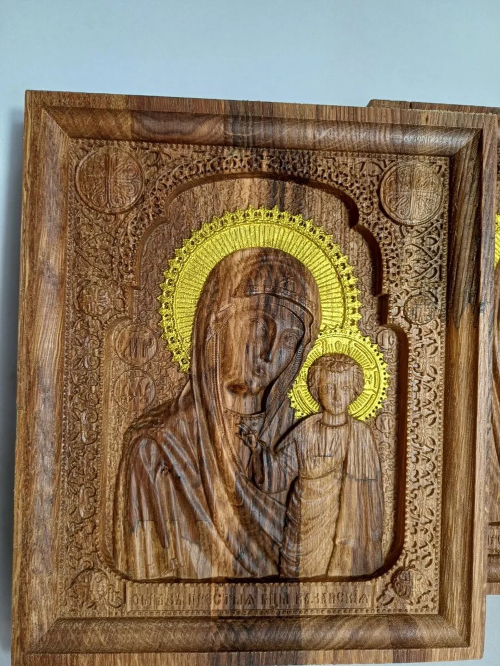 Освященная Икона Казанской Божией Матери 19x22.5см дуб -КПб