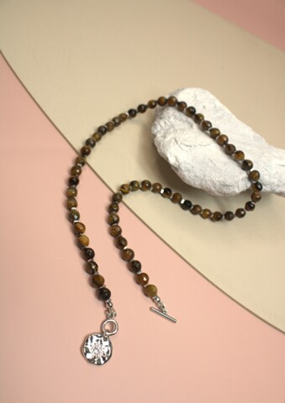 Чокер с натуральным тигровый глазом «Тигровая звезда»