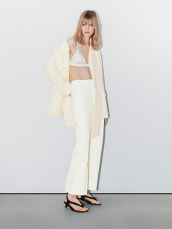 Massimo Dutti Атласный треугольный бюстгальтер с эластичными деталями - Studio, натуральный