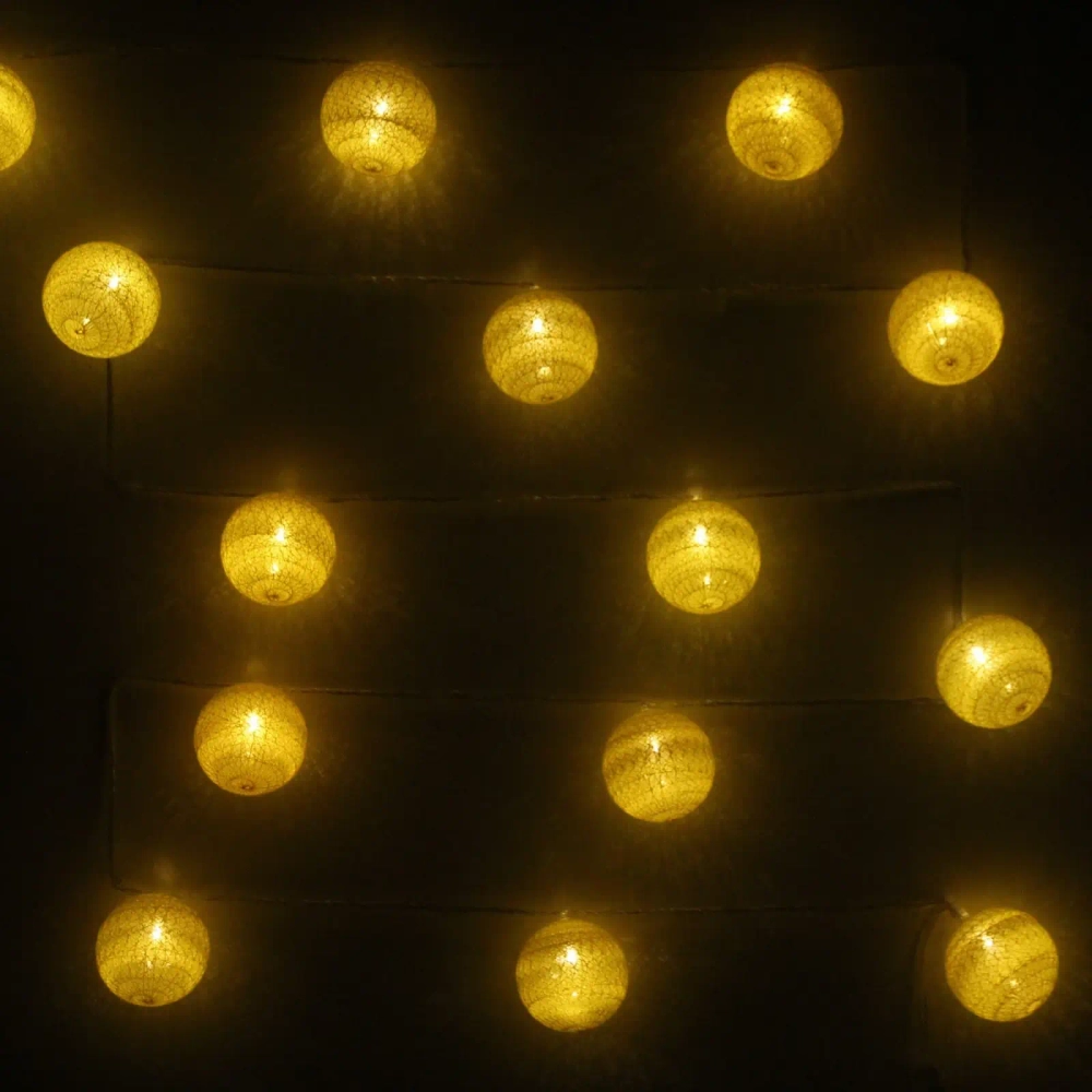 Гирлянда для дома 4 м, 20 ламп LED с насадками «Шар плетеный» d6 см, прозр.провод, IP-20 Желтые шары (с возможностью соединения)