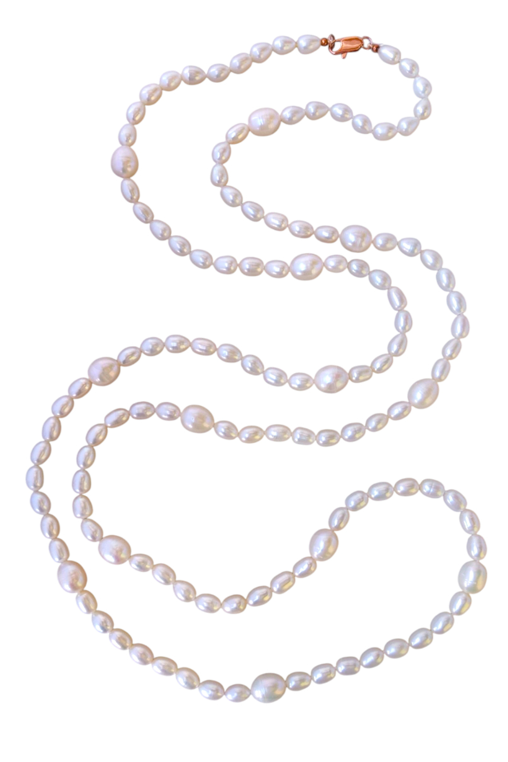 Бусы длинные из жемчуга белого