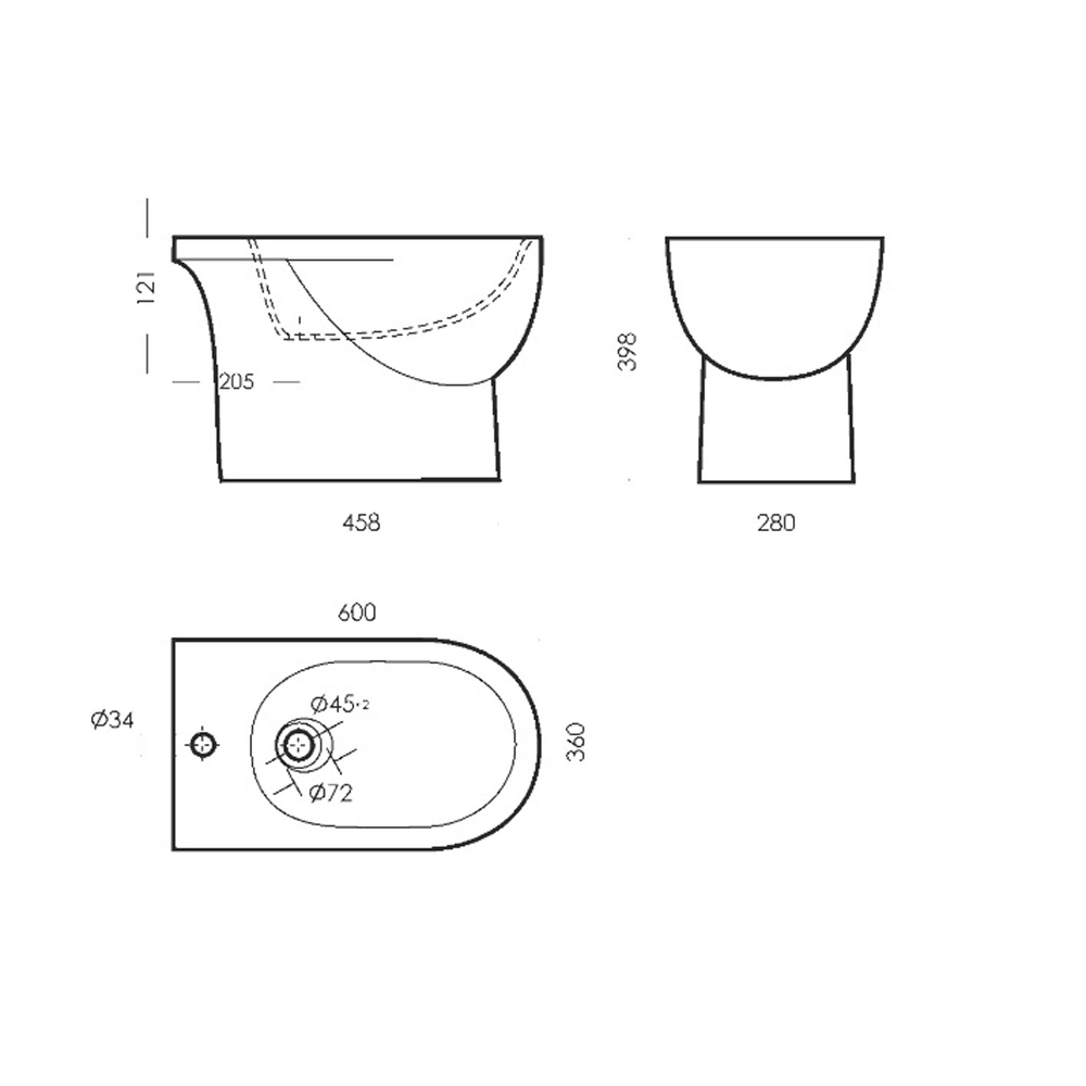 Биде "Art" напольное (подходит крепеж для скрытого монтажа) (Sanita Luxe)