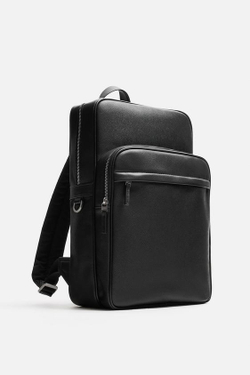 ZARA РЮКЗАК ТЕКСТУРНЫЙ, ЧЕРНЫЙ