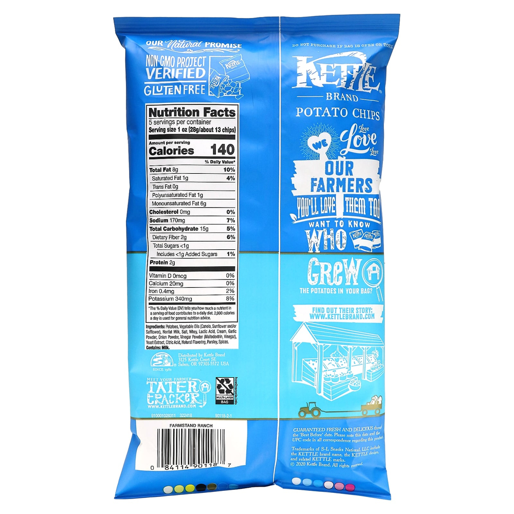 Kettle Foods, картофельные чипсы, Farmstanding Ranch, 141 г (5 унций)