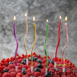 Набор свечей для торта «Волна» (цветной металлик, 15 см) 6 шт