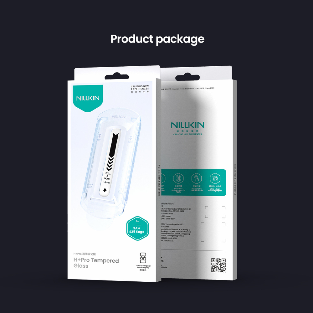 Стекло с прозрачными рамками от Nillkin для Samsung Galaxy S25 Edge, серия H+Pro Anti-Explosion Glass Screen Protector (в комплекте ванночка для установки)