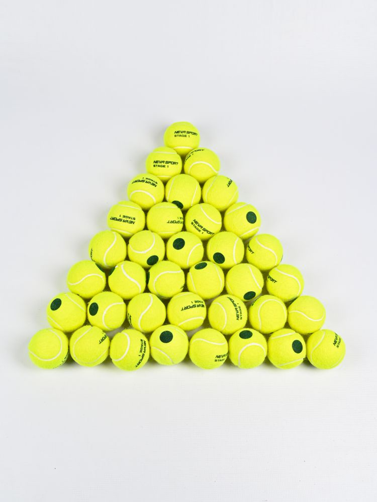 Детские теннисные мячи NEVA SPORT Green (36 мячей в пакете)