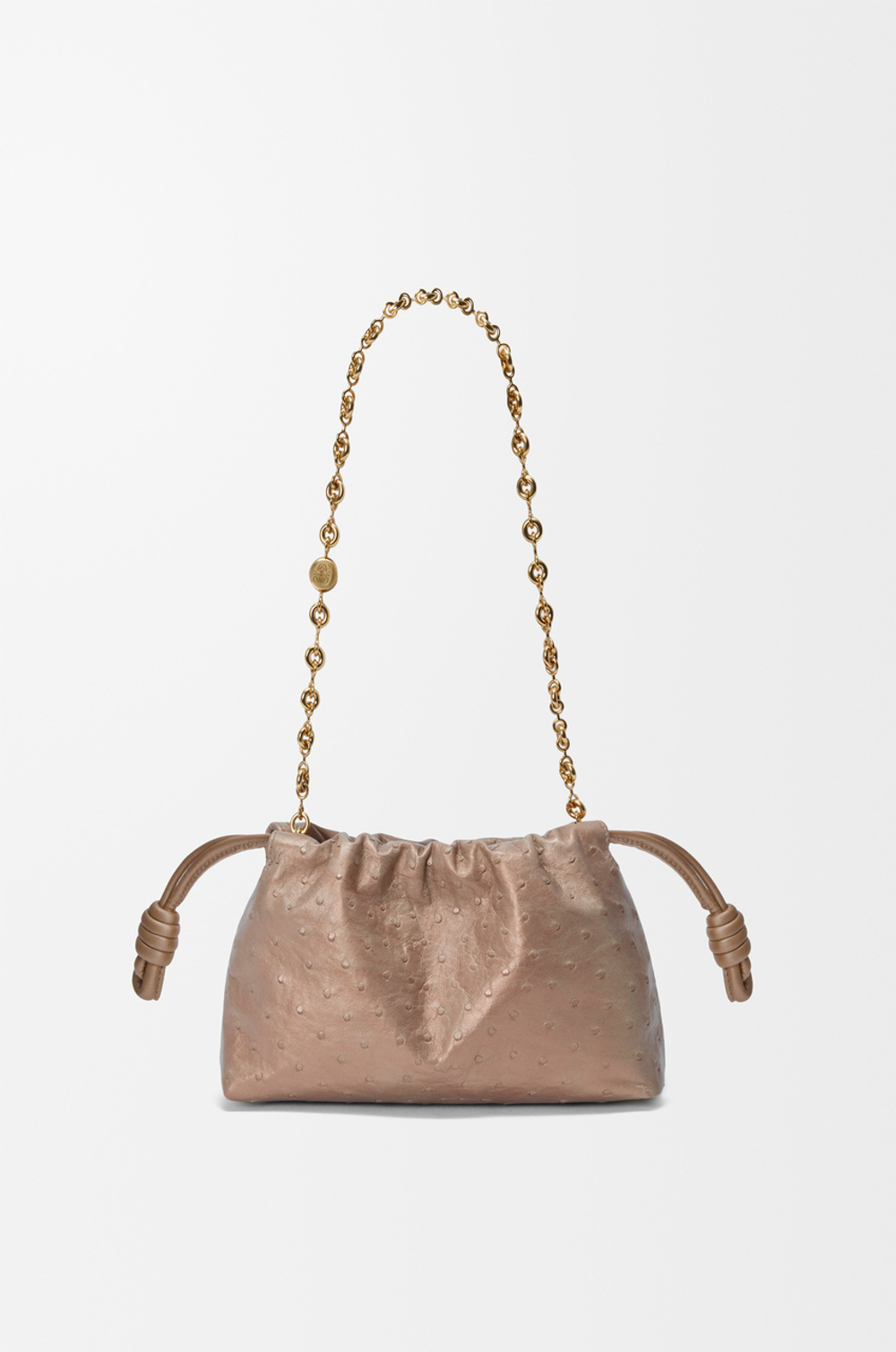 Loewe Мини-сумка Flamenco из перламутровой кожи страуса, цвет слоновой кости