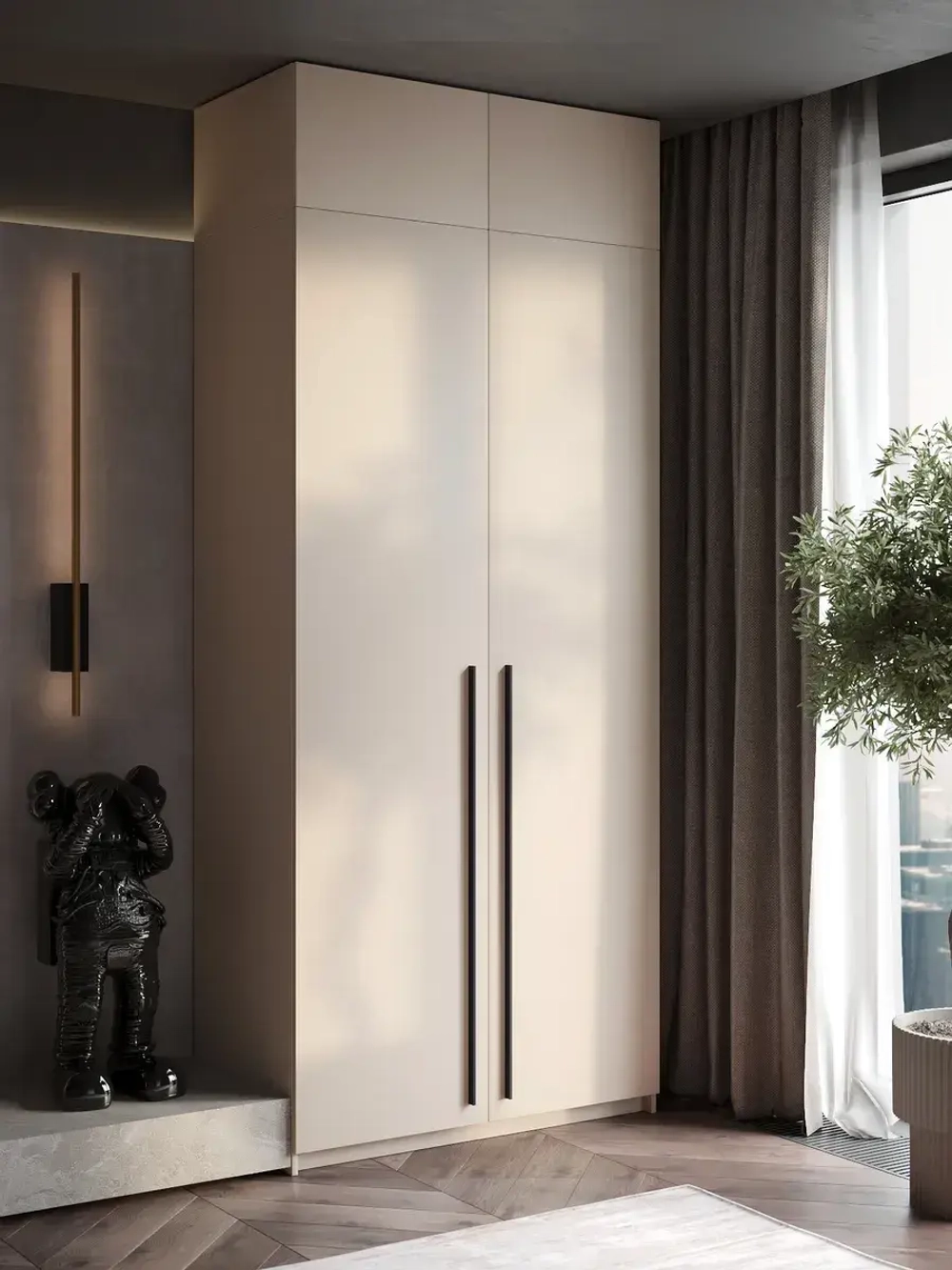 Шкаф распашной 80*40*240 кашемир, с антресолью Lorena 3