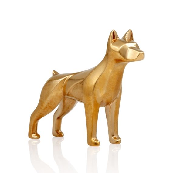 Статуэтка Доберман - фигурка в виде собаки из бронзы, вид спереди полубоком 1