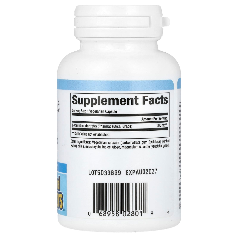 Natural Factors, L-карнитин, 500 мг, 60 вегетарианских капсул