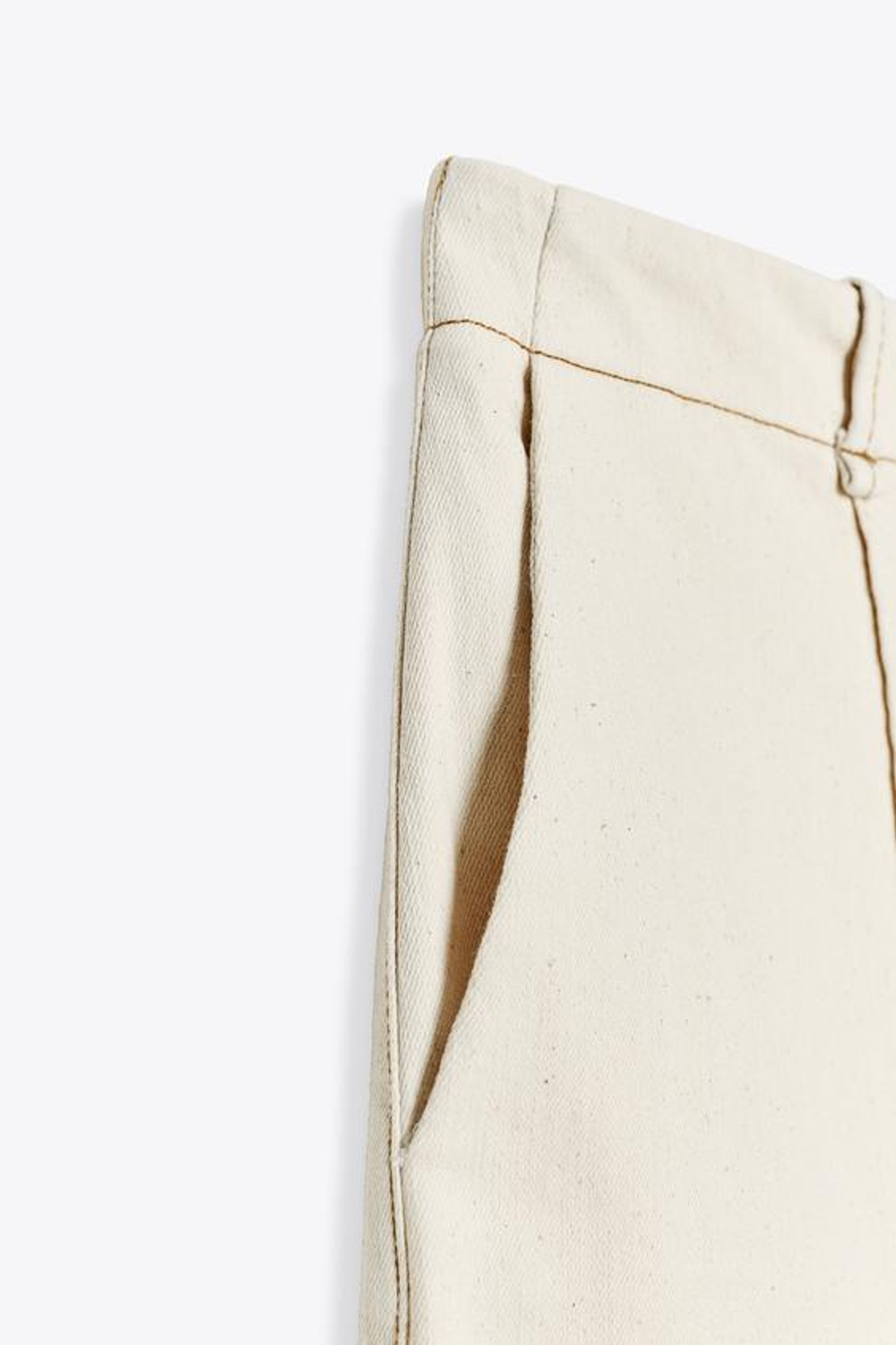 ZARA БРЮКИ-КЮЛОТЫ С ДЕКОРАТИВНОЙ СТРОЧКОЙ, ЭКРЮ