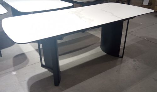 Стол RASMUS 160 TL-45 Белый мрамор, испанская керамика / черный каркас
