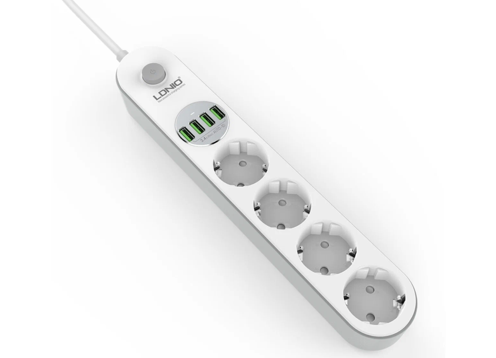 Фильтр сетевой LDNIO SE4432 (4роз./USB/2.0М.) Евровилка