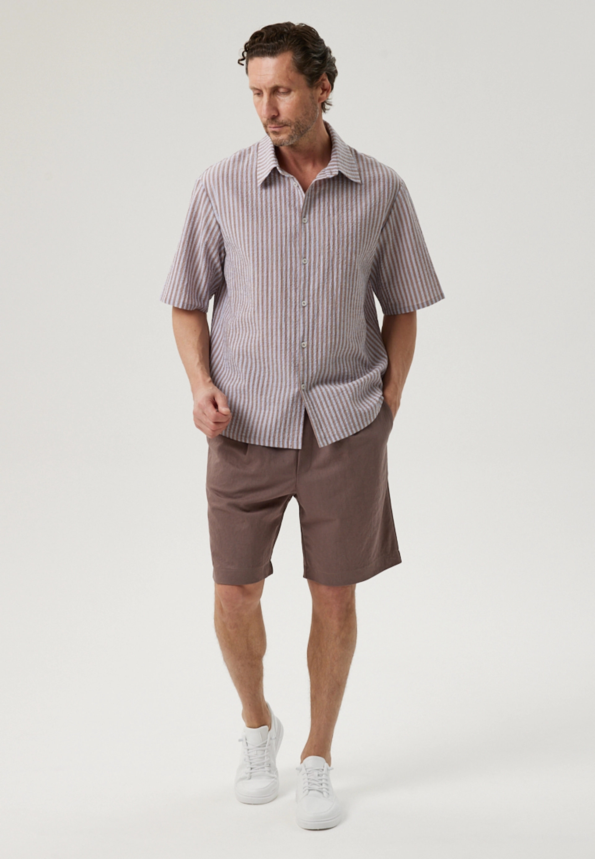 Рубашка с коротким рукавом в тонкую полоску